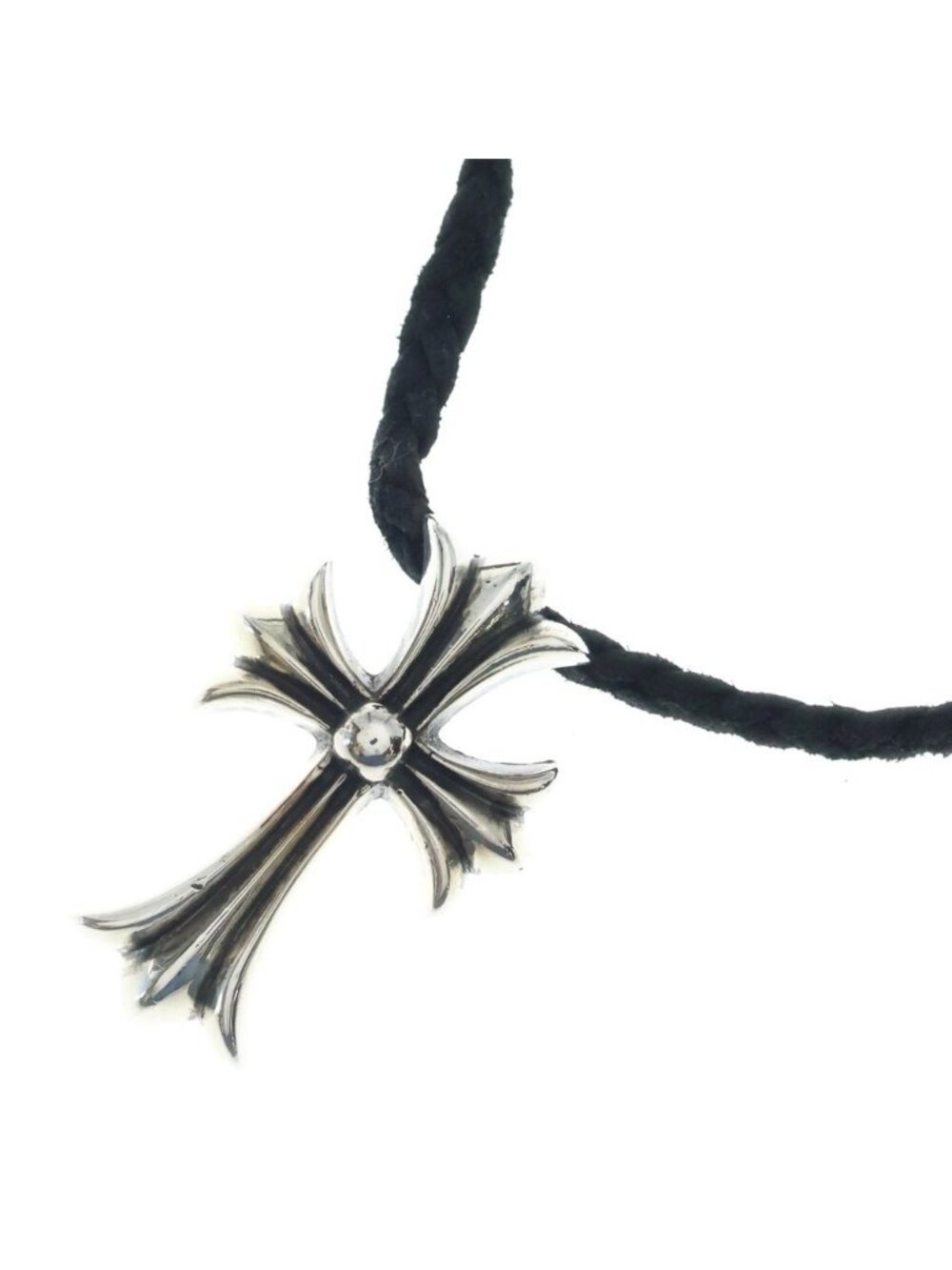 Chrome Hearts CH Cross Small CH BC Boro Chip Braid Necklace Silver